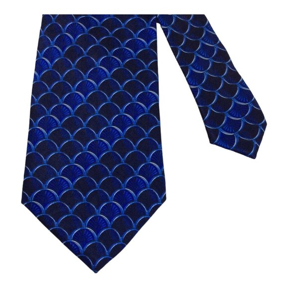 LANVIN PARIS Blue Geometric Silk Tie France 60"/ 3".1/2 EX COND - Picture 5 of 7
